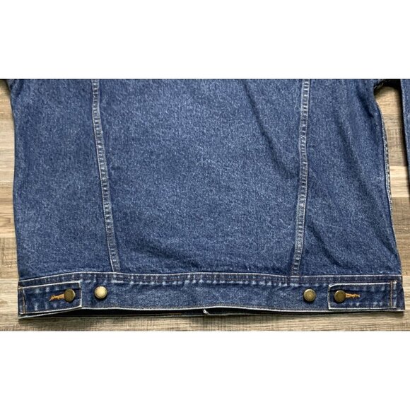 Vintage Wrangler Rugged Wear Denim Jacket Mens Large Button-Up Blue Jean Collar - Picture 4 of 13